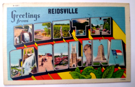 Greetings From Reidsville North Carolina Large Big Letter Linen Postcard 1944 - $43.79