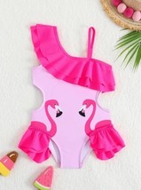 NEW Girls Flamingo Ruffle One Piece Swimsuit Bathing Suit - $16.41 CAD