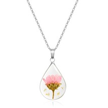 Silver Necklace for Women Birth Flower Necklace Aster September Month Real Flowe - £30.10 GBP