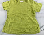 Flax Shirt Womens Medium Green Short Sleeve Linen Crew Neck Loose Fit Re... - £24.06 GBP