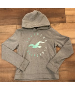 Hollister Girl&#39;s Gray Pullover Hoodie with Green Size Youth Junior Medium - $18.35