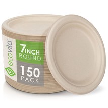 100% Compostable Paper Plates [7 In.]  150 Disposable Plates Eco Friendly Sturdy - £39.86 GBP