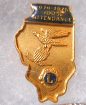Lions Club Gold Lapel Pin 100% Attendance 1975-75 Johnny Balbo Int&#39;l Pre... - £10.88 GBP