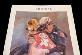 Signed "A Grateful America" Art Print Fred Stone 31x 25" Firefighter Rescue Dog image 2