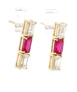 Lab Grown CVD Diamond &amp; Natural Pink Ruby Earrings – Custom Personalized... - $3,319.97 CAD