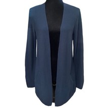 J Jill Navy Blue Silk Wool Blend Lagenlook Open Front Cardigan Sweater S... - $34.99