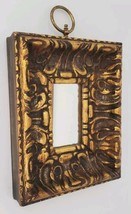 Vintage Gold Painted Ornate Wood Framed Accent Wall Mirror Loop for Hanging - £50.32 GBP