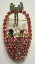 EASTER BASKET BROOCH PIN PINK RHINESTONE ALL STONES PRONG SET  BEAUTIFUL - £27.49 GBP