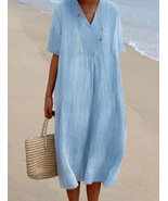 Mini Dresses For Women, Cotton and Linen Dress, Loose Dress, Plus Size Dress - $28.99