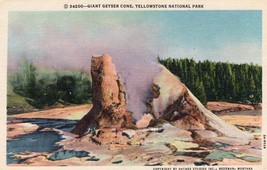 Giant Geyser Cone Unposted Linen Postcard Yellowstone National Park - £7.39 GBP