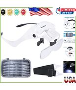 Comfortable Head Magnifier with 4 Adjustable LED Lights &amp; High Clarity L... - $664.49 MXN