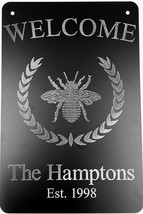 Bee Crest Personalized 12 x 18 Aluminum Engraved Etched Garden Flag Sign Gift - £39.07 GBP