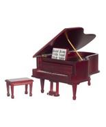 Dollhouse Miniature - MAHOGANY Grand Piano &amp; Bench Stool  - 1:12 Scale - $68.37 CAD