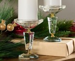 Set of (2) 6&quot;  Faceted Glass Pedestals by Valerie in Gold - $193.99