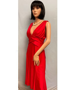 MARINA Cherry Red Pleated Stretch Sleeveless Dress 8 NWT - $2,641.95 MXN
