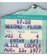 Alice Cooper Concert Ticket Stub August 13 1977 Oklahoma CIty Oklahoma - £27.23 GBP