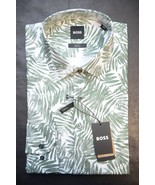 HUGO BOSS Uomo Hank Kent Slim Fit Foglia Stampa Elasticizzato Cotone Cam... - $87.72 CAD