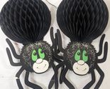 Vintage Spider Halloween Decor Tissue Honeycomb Hanging Table Top set 2 ... - $11.00