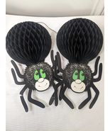 Vintage Spider Halloween Decor Tissue Honeycomb Hanging Table Top set 2 ... - $11.00