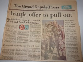Vintgae Grand Rapids Press Feb 1991 Gulf War Iraqis Offer To Pull Out - £3.13 GBP