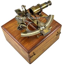 NauticalMart Brass Sextant W/ Wooden Box - £61.03 GBP