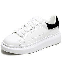Genuine Leather Women&#39;s White Shoes Fashion Women Platform Sneakers Trainers Lad - £56.77 GBP