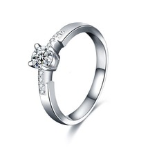 1 Carat Round Four Claw Moissanite 14k White Gold Over Bridal Engagement Ring - £49.35 GBP