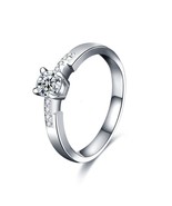1 Carat Round Four Claw Moissanite 14k White Gold Over Bridal Engagement... - £49.20 GBP