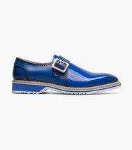 Stacy Adams Bartram Plain Toe Monk Strap Patent Shoes Blue 25724-400 image 7
