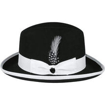 Bruno Capelo Dress Hat Australian Wool Homburg Godfather GF111 Black white image 3