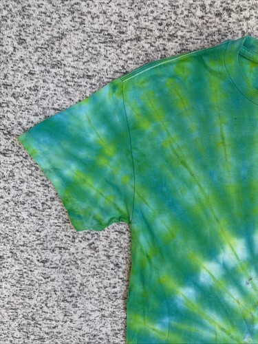 NEW Gilden Men’s Lime Green Blue Spiral Ice Tie Dye Short Sleeve Shirt Medium Item image 3