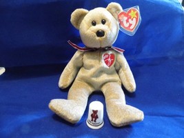 Ty Beanie Bear &quot;1999 SIGNATURE&quot;  and Fine Bone China Thimble MWMT - £22.01 GBP