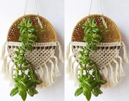Cotton macrame plant holder Basket Plant Hanger, Off-white, 9 Inch- set of 2 - £92.58 GBP