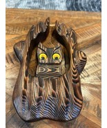 Vintage Carved Burned Wood Owl 11.5 X 7 - €25,88 EUR