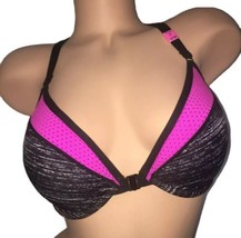 NWT Victorias Secret PINK Black Strappy Racerback Front Close Push Up Br... - $29.88