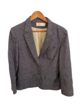 Vintage Womens Jacket PENDLETON Purple/Navy Blue Checked Wool Blazer Size M - $25.91