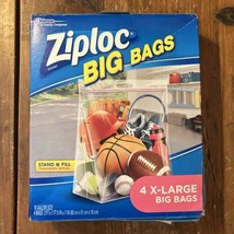 Ziploc Big Bags 4 Count XL Stand &amp; Fill Bags Expandable Bottom 2 Ft X 20”  New - £8.59 GBP