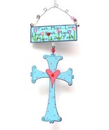 Metal Hand Painted Cross Fath Hope Love - £7.85 GBP