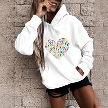 Women&#39;s Love Print Hoodie Long Sleeve Loose Big Pocket Autumn Top Women Harajuku - £53.84 GBP