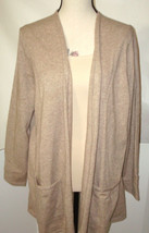NWT New Womens XL 1X 2X Ryllace Plus 100% Cashmere Open Cardigan Sweater Tan Bro - £274.40 GBP