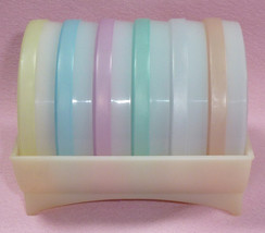 Vintage Plastic Tupperware Millionaire Pastel Wagon Wheel Drink Coasters... - $14.99
