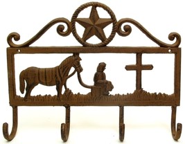 Inspirational Cast Iron Cowboy Coat Hook with Star - $18.99
