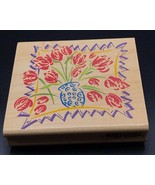 Stampede Bloomin Bouquet Wood Mounted Rubber Stamp Vase Flowers NEW 3&quot;X3.5&quot; - $128.30 MXN