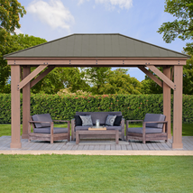 Gazebo Wooden Outdoor Patio Deck Hard Top Yardistry Garden Backyard Cedar 12X16 - £2,551.23 GBP