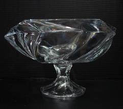   Irena Glass Poland Crystal Berlin Footed Heavy Bowl Thick Walls 6 Sided - $100.00