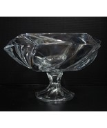   Irena Glass Poland Crystal Berlin Footed Heavy Bowl Thick Walls 6 Sided - £79.11 GBP