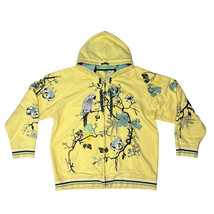 Vintage Artful Dodger Sz 4XL Yellow All Over Embroidered Full Zip Hoodie Flaws - $77.37