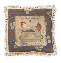 Le Vieux Cageot Aubusson Pillow Needlepoint Down Insert French Country 21 x 21&quot; - £56.05 GBP