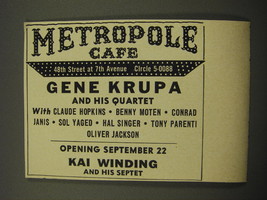 1959 Metropole Cafe Jazz Club Ad - Gene Krupa and his Quartet - £14.86 GBP