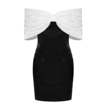 White Women Party Dress Fashion Off  Big Bow Tie Bodycon Mini Short age Dress Bi - £186.73 GBP